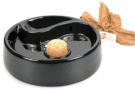 Pipe Ashtray Ceramic Black for one Pipe